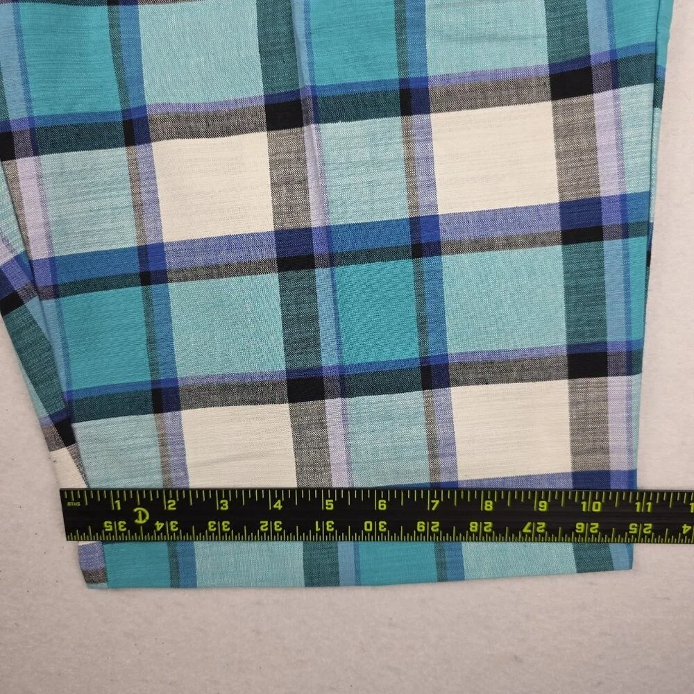 Loudmouth Men's Golf Shorts Sz 34 Plaid Blue Teal‎ Black 100% Cotton Preppy Bold